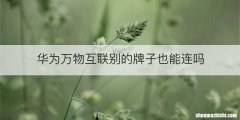 华为万物互联别的牌子也能连吗