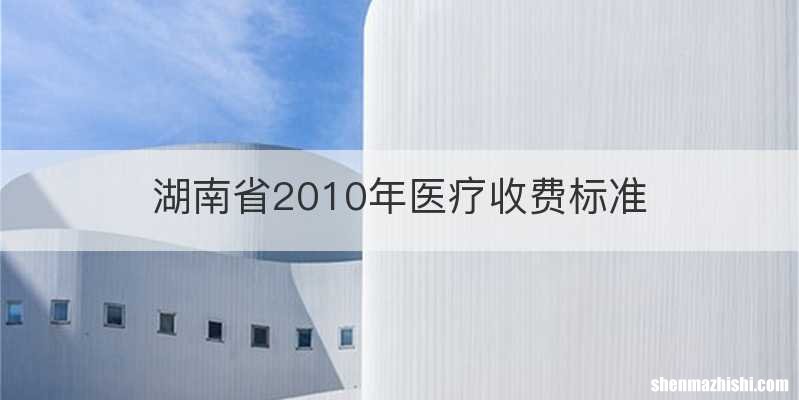 湖南省2010年医疗收费标准