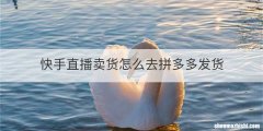 快手直播卖货怎么去拼多多发货