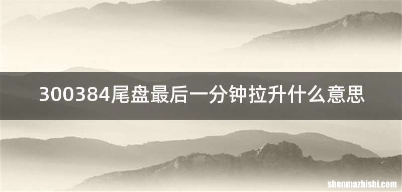 300384尾盘最后一分钟拉升什么意思