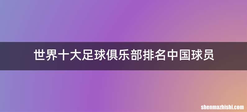 世界十大足球俱乐部排名中国球员