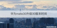 华为mate30升级30版本时间