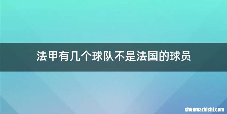 法甲有几个球队不是法国的球员