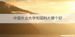 中国农业大学和国科大哪个好