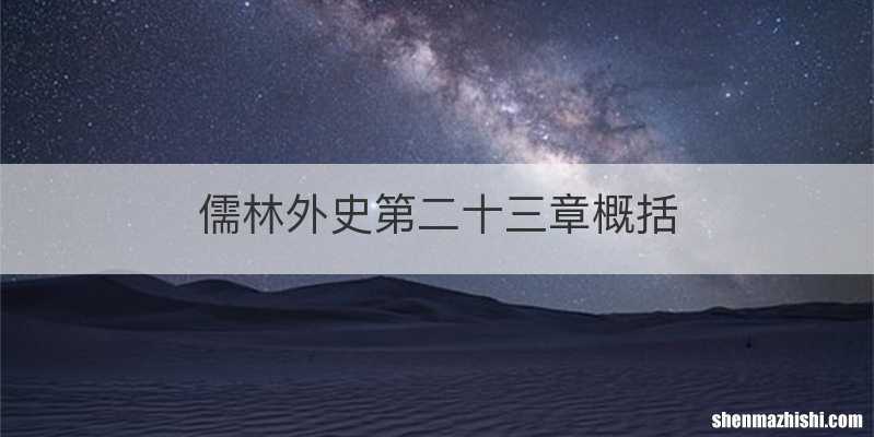 儒林外史第二十三章概括