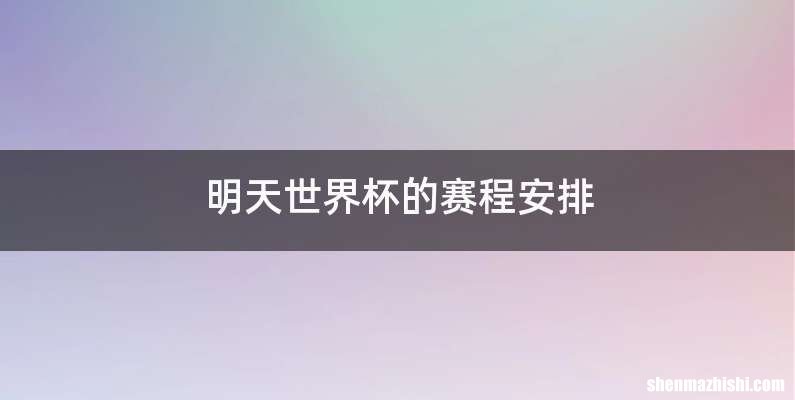 明天世界杯的赛程安排