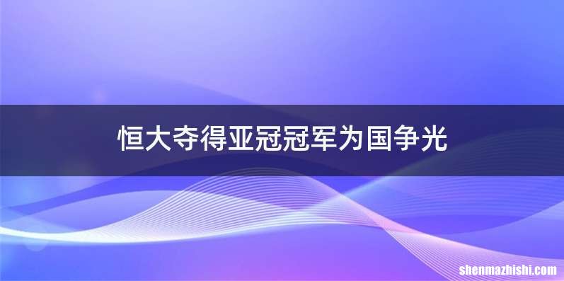 恒大夺得亚冠冠军为国争光
