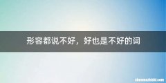 形容都说不好，好也是不好的词