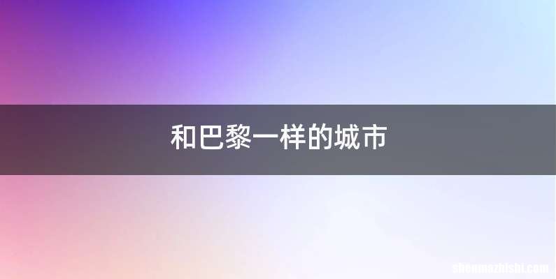 和巴黎一样的城市