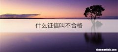 什么征信叫不合格