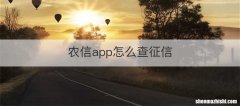 农信app怎么查征信