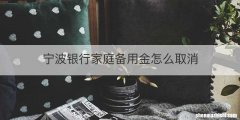 宁波银行家庭备用金怎么取消