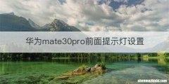 华为mate30pro前面提示灯设置