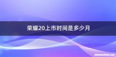 荣耀20上市时间是多少月