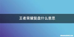 王者荣耀复盘什么意思