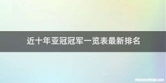 近十年亚冠冠军一览表最新排名