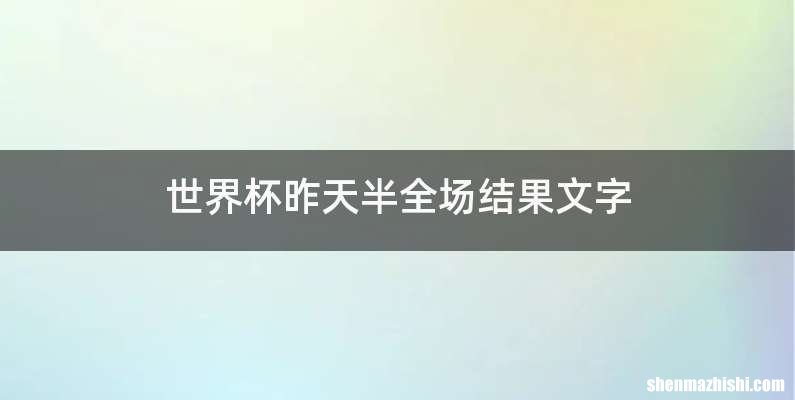 世界杯昨天半全场结果文字