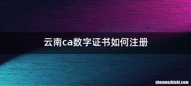 云南ca数字证书如何注册
