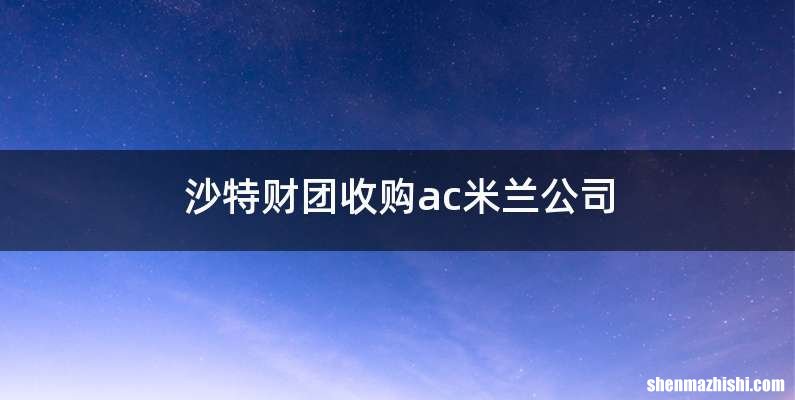 沙特财团收购ac米兰公司