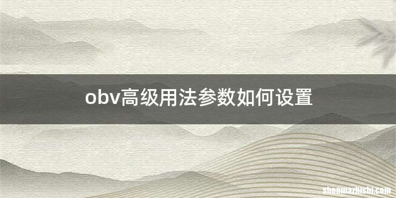 obv高级用法参数如何设置