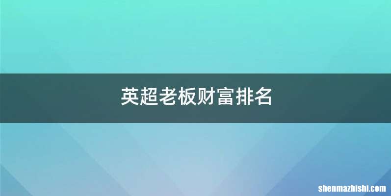 英超老板财富排名