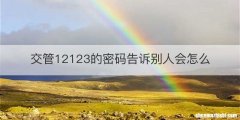 交管12123的密码告诉别人会怎么
