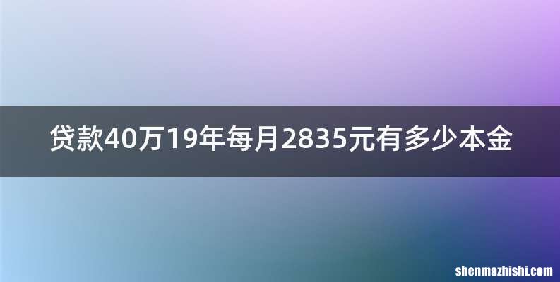 贷款40万19年每月2835元有多少本金