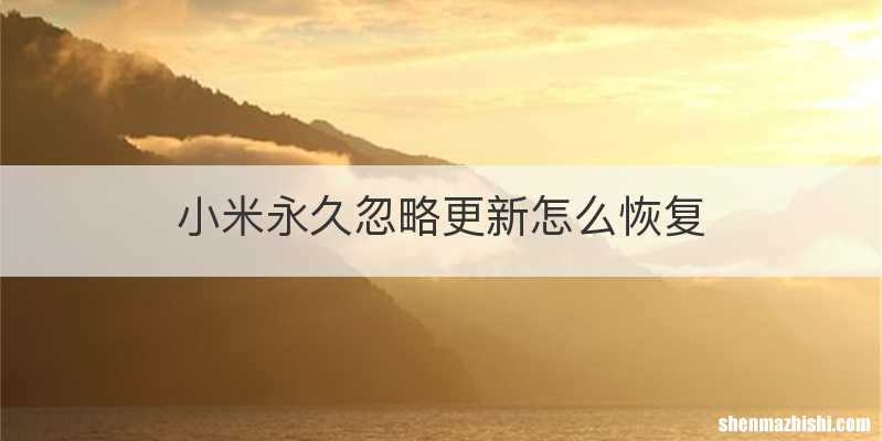 小米永久忽略更新怎么恢复
