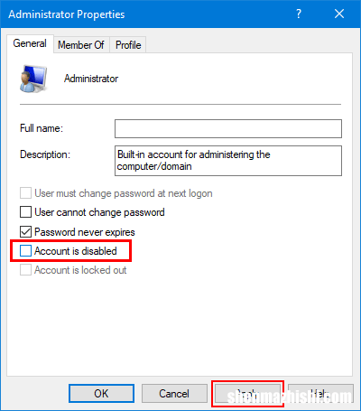 在Windows10上启用或禁用内置管理员帐户
