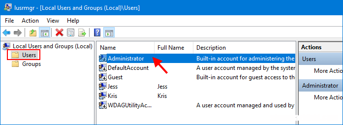 在Windows10上启用或禁用内置管理员帐户