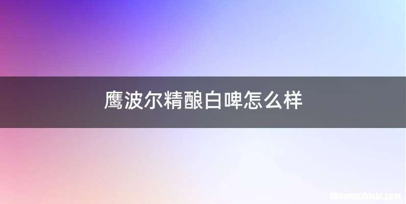 鹰波尔精酿白啤怎么样
