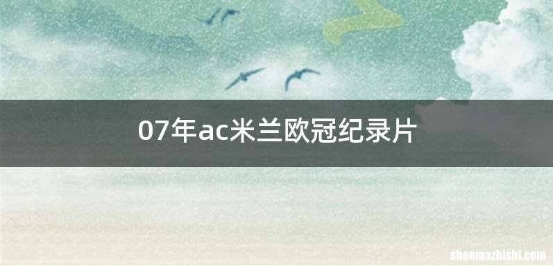 07年ac米兰欧冠纪录片
