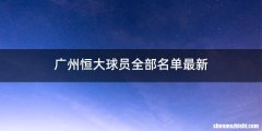 广州恒大球员全部名单最新