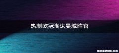 热刺欧冠淘汰曼城阵容