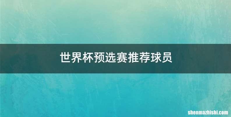 世界杯预选赛推荐球员