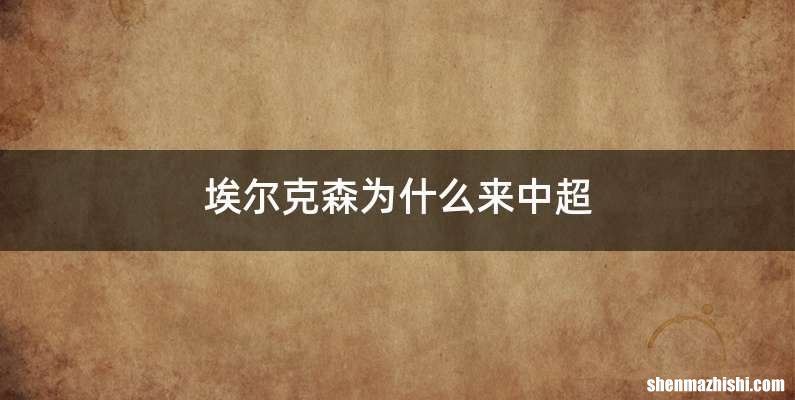 埃尔克森为什么来中超