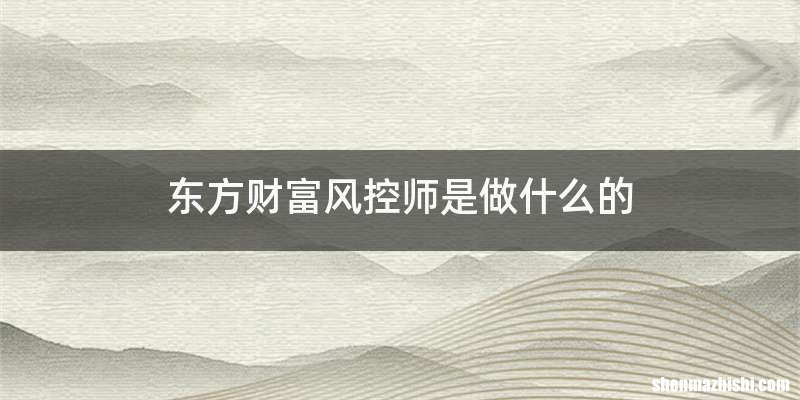 东方财富风控师是做什么的