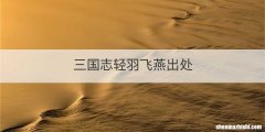 三国志轻羽飞燕出处