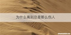 为什么离别总是那么伤人