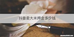 抖音卖大米押金多少钱