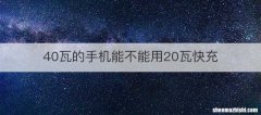 40瓦的手机能不能用20瓦快充