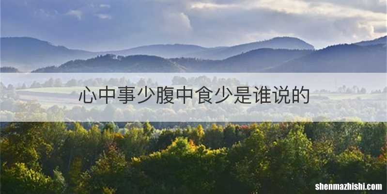 心中事少腹中食少是谁说的