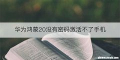 华为鸿蒙20没有密码激活不了手机