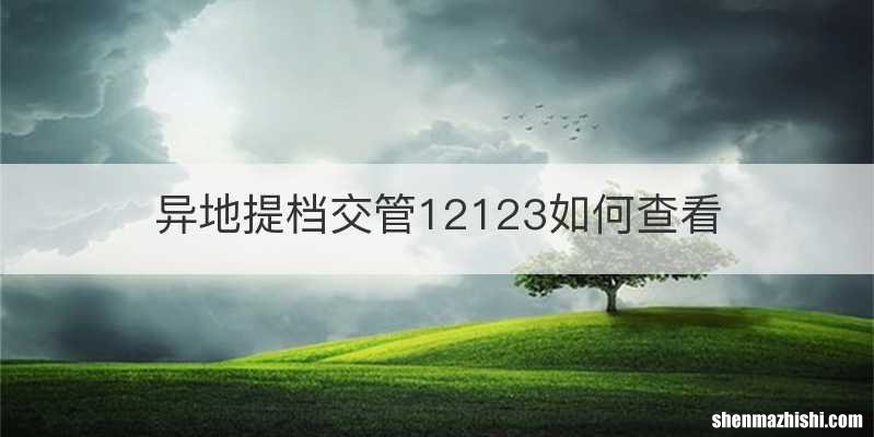 异地提档交管12123如何查看