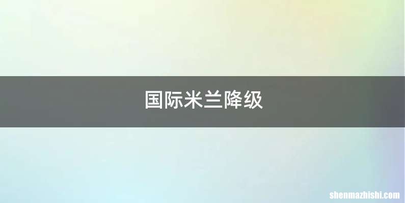 国际米兰降级