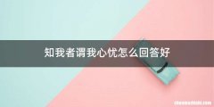 知我者谓我心忧怎么回答好