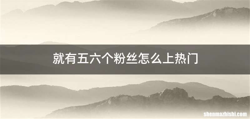 就有五六个粉丝怎么上热门