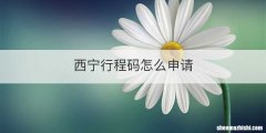 西宁行程码怎么申请