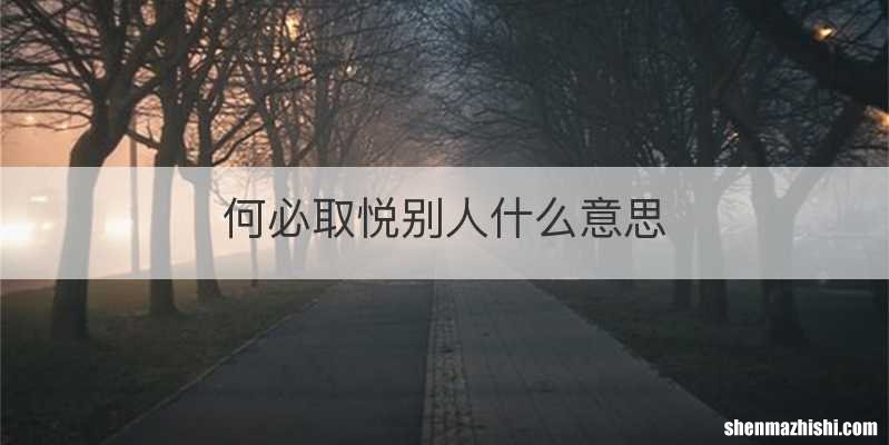 何必取悦别人什么意思