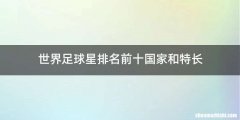 世界足球星排名前十国家和特长